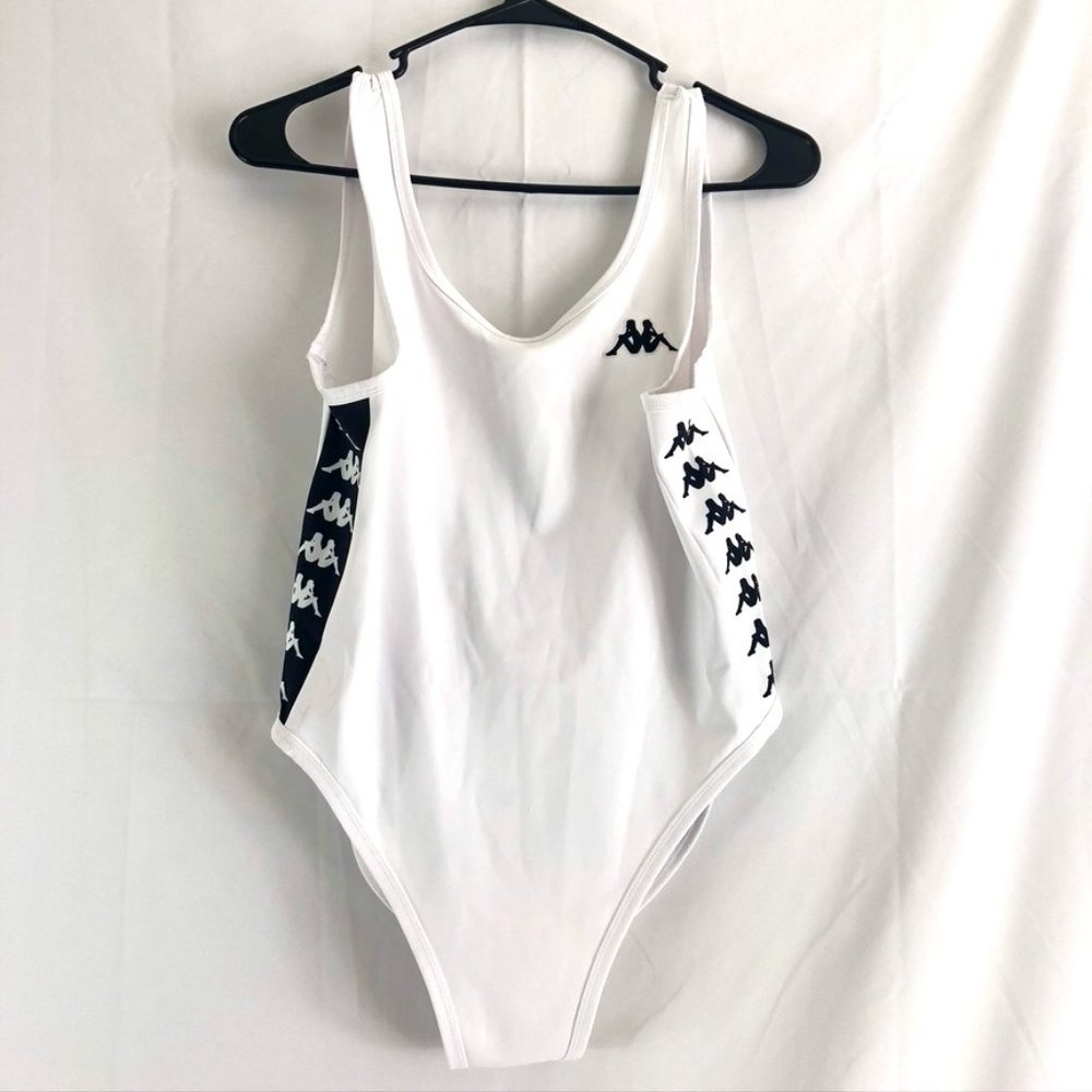 Kappa 222 Banda Auber White bodysuit Sz L 303WCKO